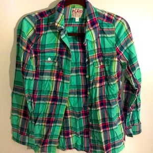 Green plaid shirt Old Navy